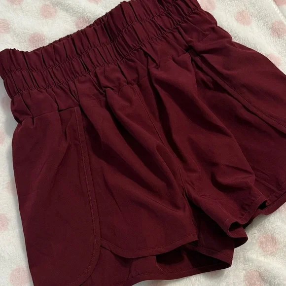 Maroon High Waisted Athletic Shorts - Picture 2 of 4